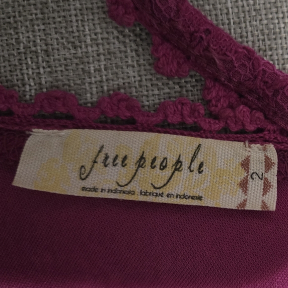 FREE PEOPLE Fit and Flare Lace Skater Dress Magenta Missed Connections Sz 2 - Picture 14 of 16